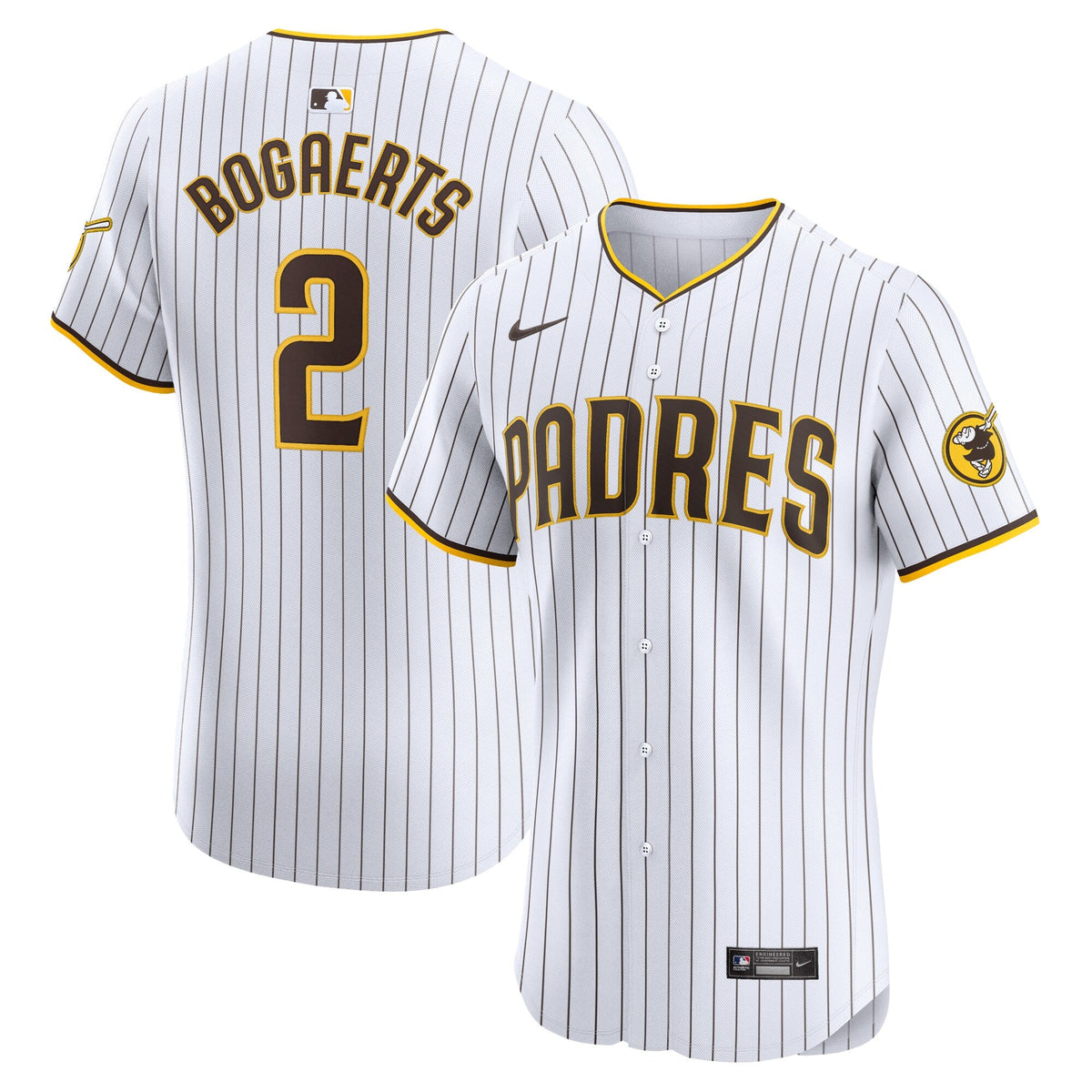 San Diego Padres Xander Bogaerts White Home Elite Jersey product image 2, provided for visual reference and product detail