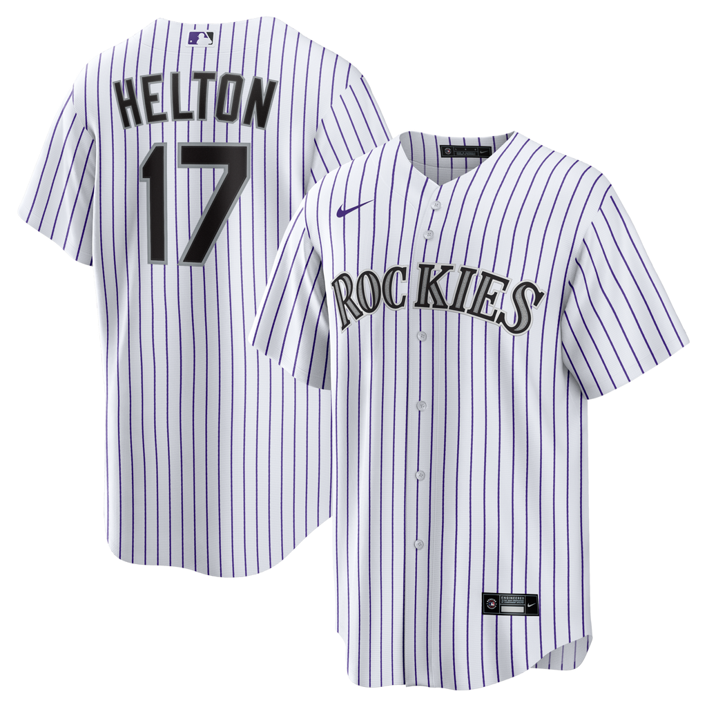 Colorado Rockies Todd Helton White Home Retired Player Replica Jersey product image 1, provided for visual reference and