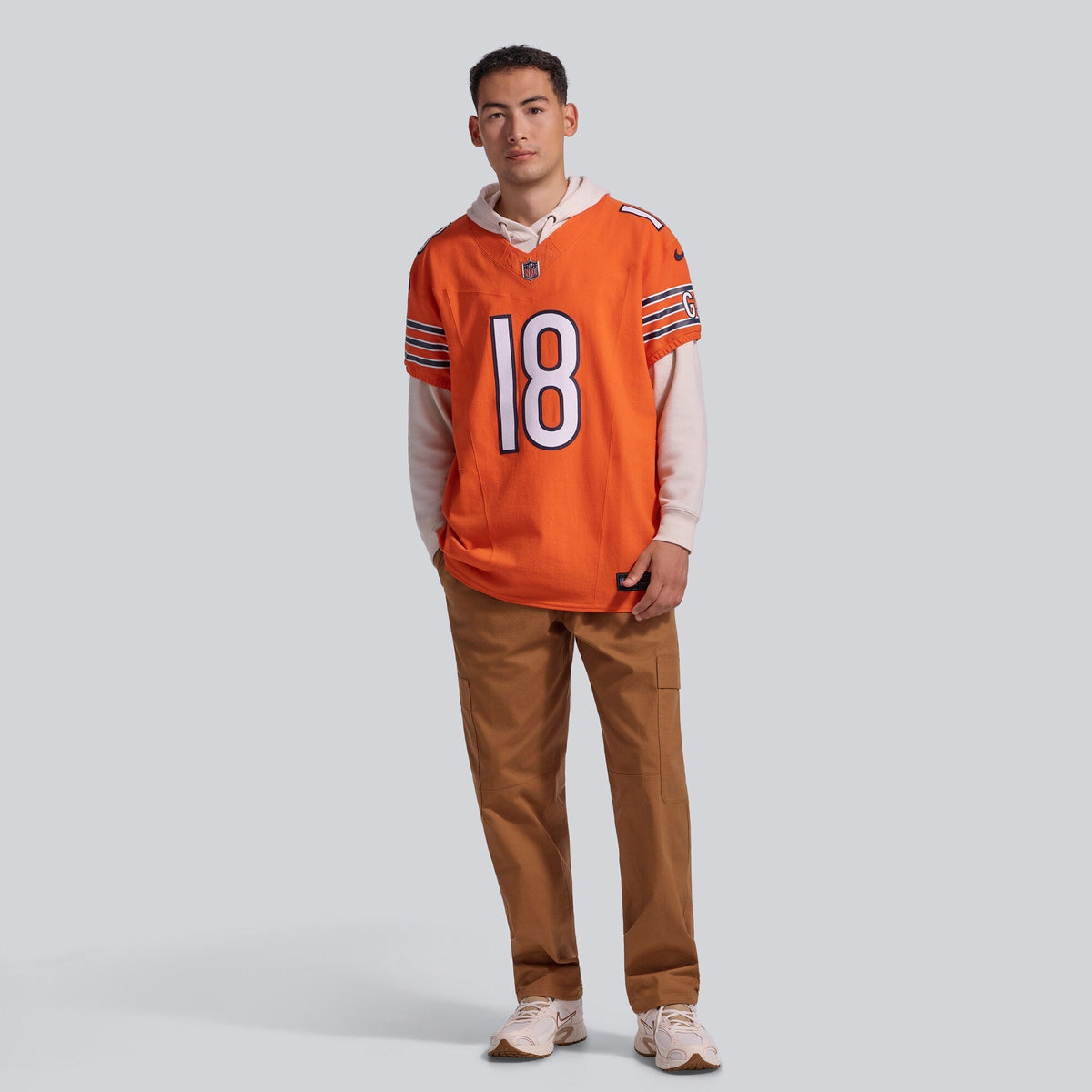 Chicago Bears Caleb Williams Orange Alternate Vapor F.U.S.E. Elite Jersey product image 5, provided for visual reference and