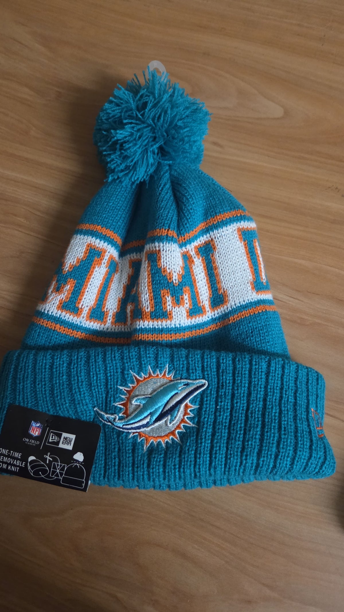 Miami Dolphins Official NFL New Era winter knit Hat with Pom product image 1