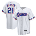 Texas Rangers Jake Burger White Home Replica Jersey product image 1, provided for visual reference and product detail review