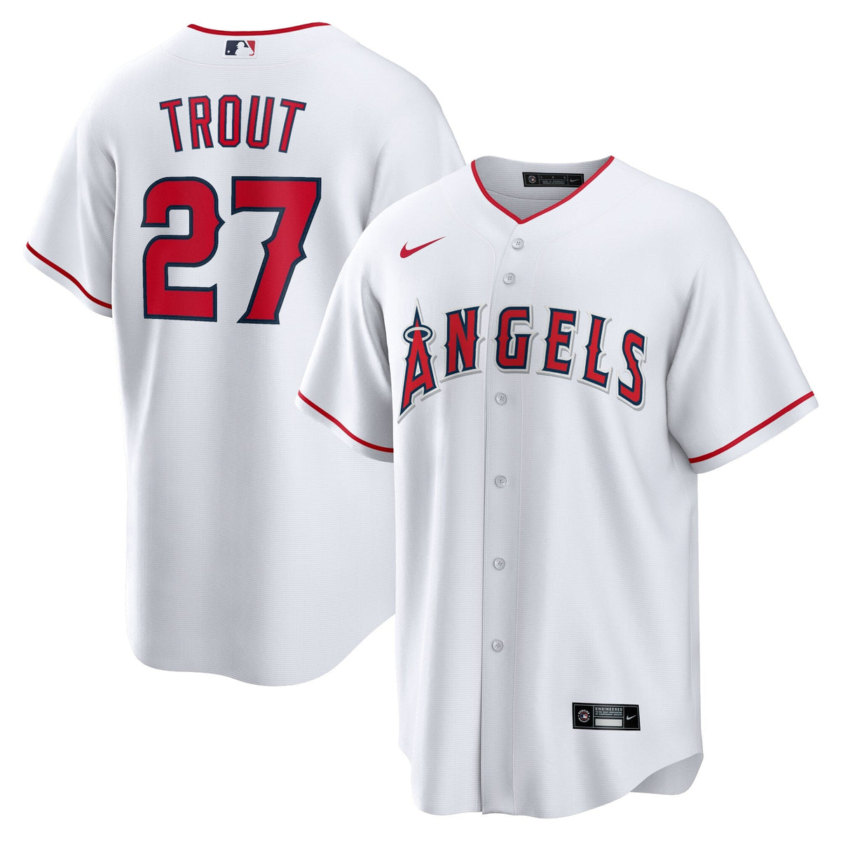 Los Angeles Angels Mike Trout White Home Replica Player Name Jersey product image 2, provided for visual reference and