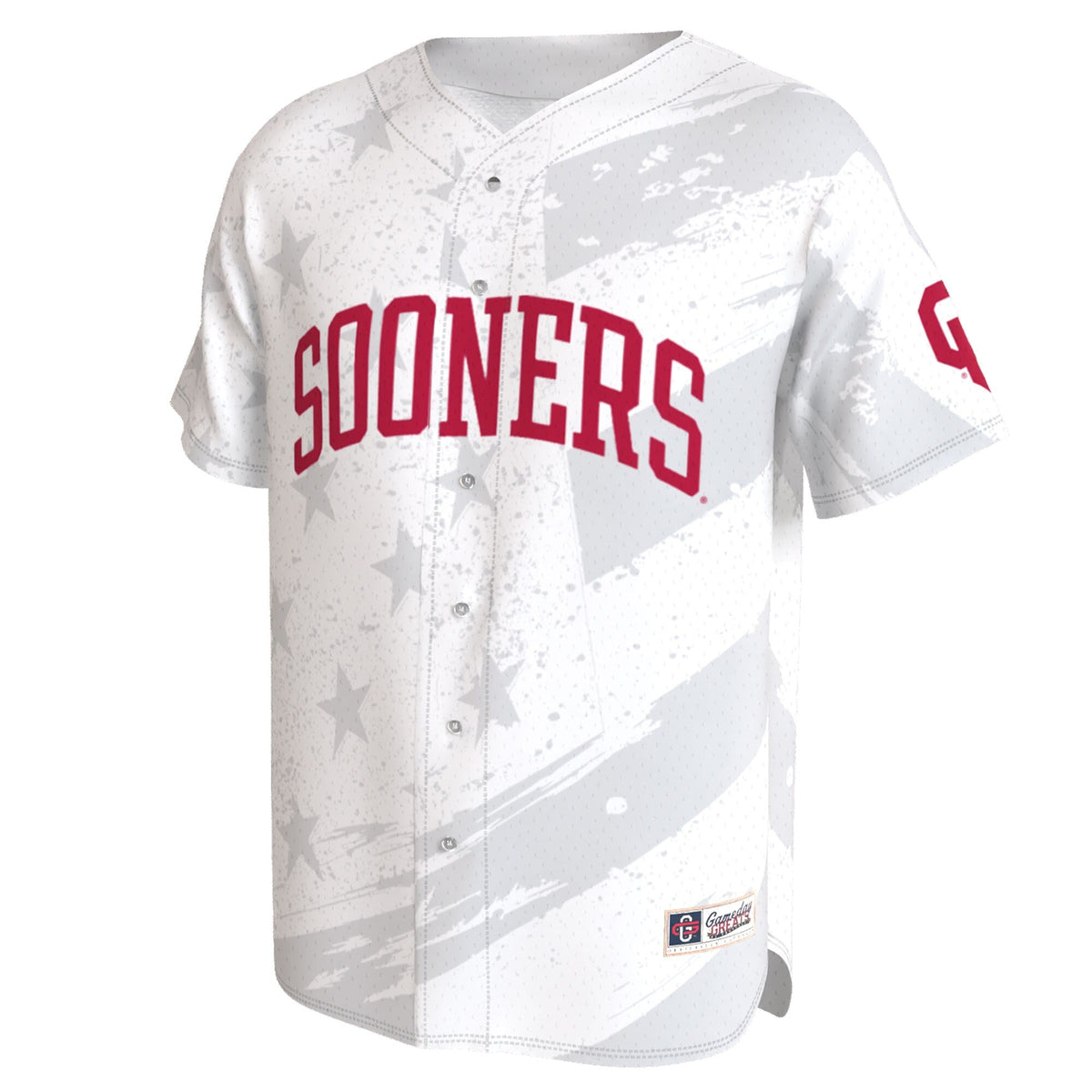 Oklahoma Sooners Lightweight Collegiate Baseball Americana Fashion Jersey - White product image 3, provided for visual
