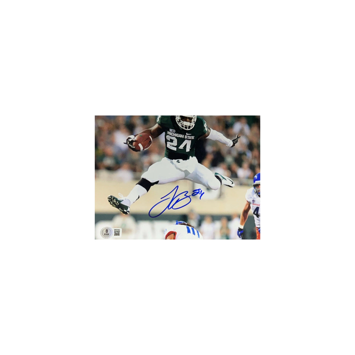 Le'Veon Bell Autographed Michigan State Spartans Leap Horizontal 8x10 Beckett product image 1, provided for visual reference