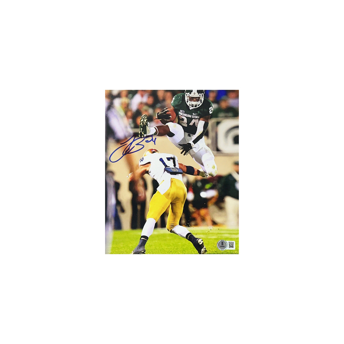 Le'Veon Bell Autographed Michigan State Spartans Leap Vertical 8x10 Beckett product image 1, provided for visual reference