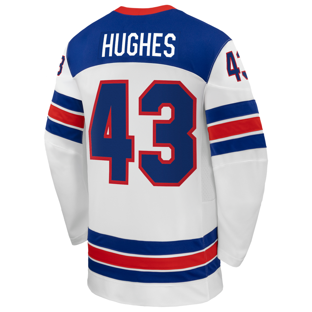 Quinn Hughes White US Hockey 2026 Away Replica Jersey product image 4, provided for visual reference and product detail