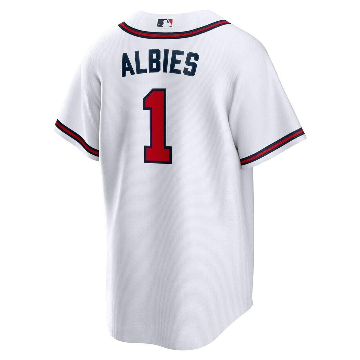 Atlanta Braves Ozzie Albies White Home Replica Player Name Jersey product image 4, provided for visual reference and product