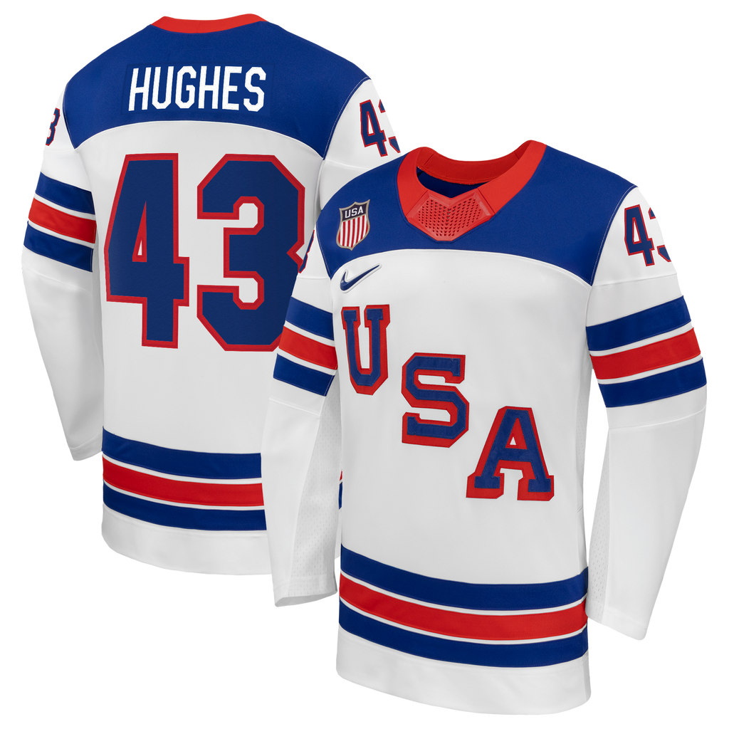 Quinn Hughes White US Hockey 2026 Away Replica Jersey product image 2, provided for visual reference and product detail