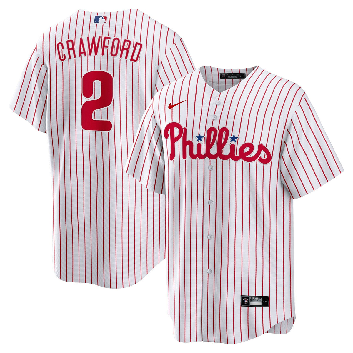 Philadelphia Phillies Justin Crawford White Home Replica Jersey product image 2, provided for visual reference and product
