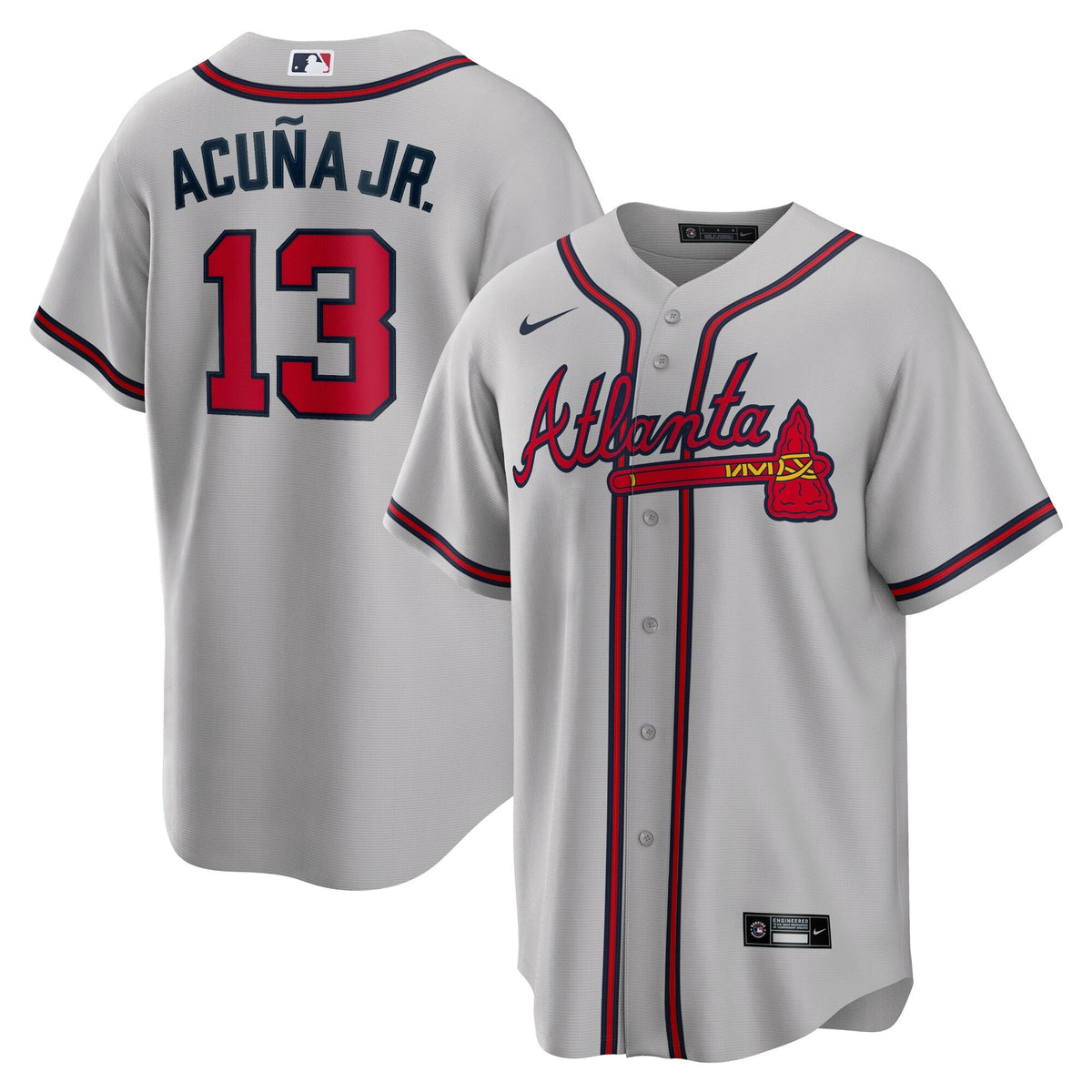 Atlanta Braves Ronald Acuna Jr. Gray Road Replica Player Name Jersey product image 1, provided for visual reference and