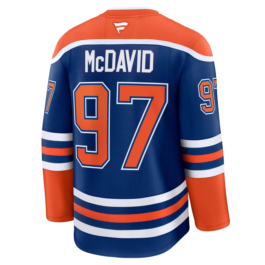Edmonton Oilers Connor McDavid Royal Home Premium Jersey product image 4, provided for visual reference and product detail