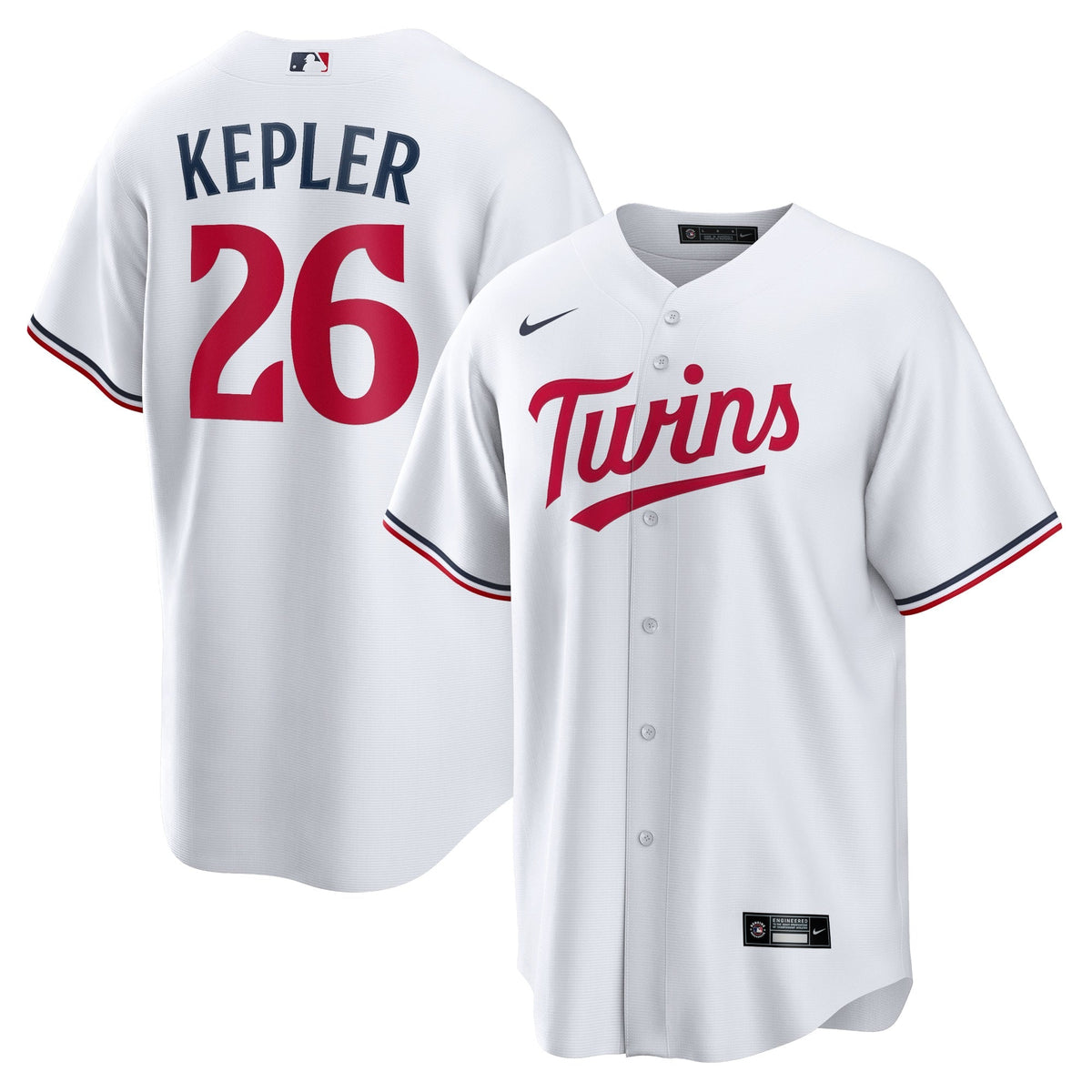 Minnesota Twins Max Kepler White Home Replica Player Logo Jersey product image 1, provided for visual reference and product