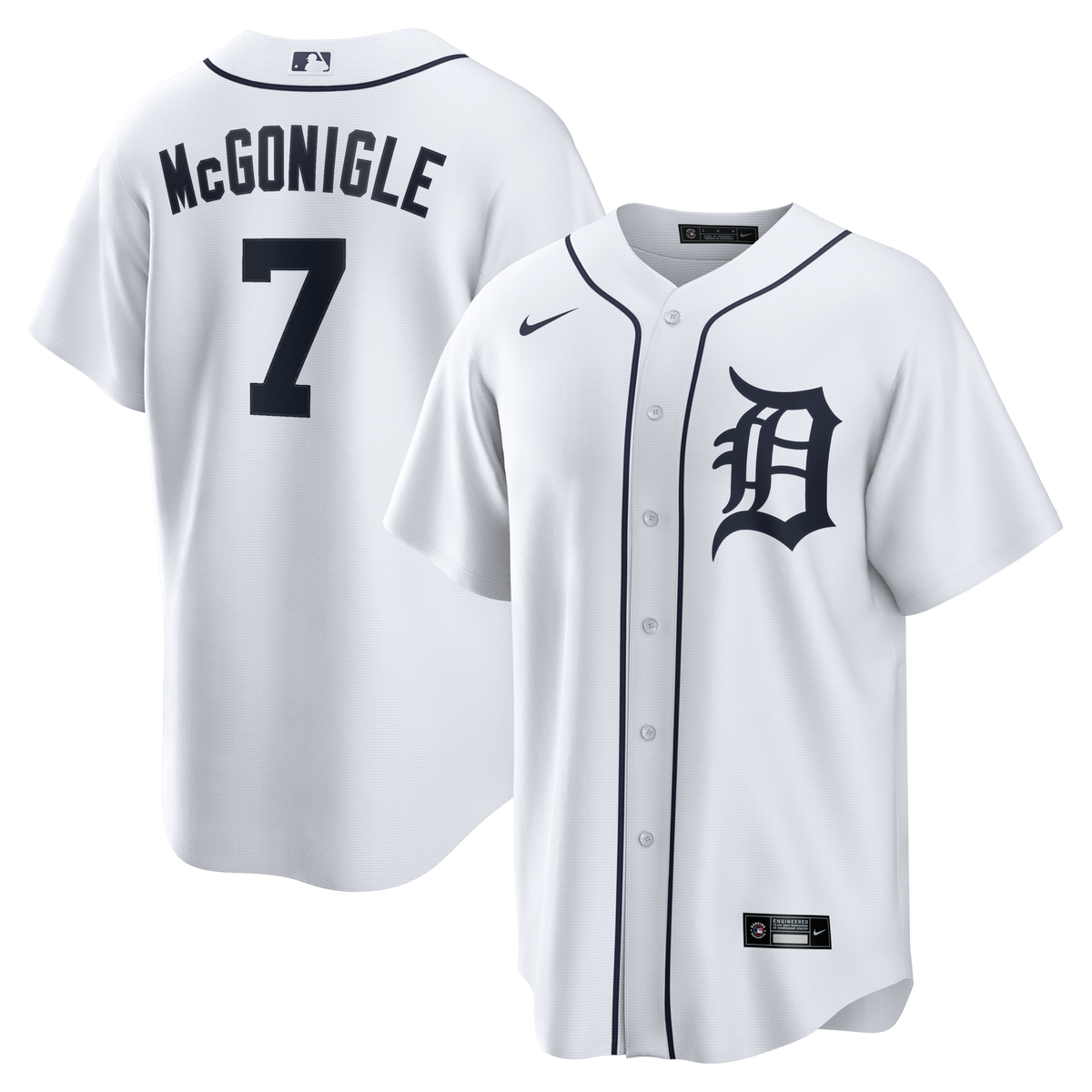 Detroit Tigers Kevin McGonigle White Home Replica Jersey product image 1, provided for visual reference and product detail