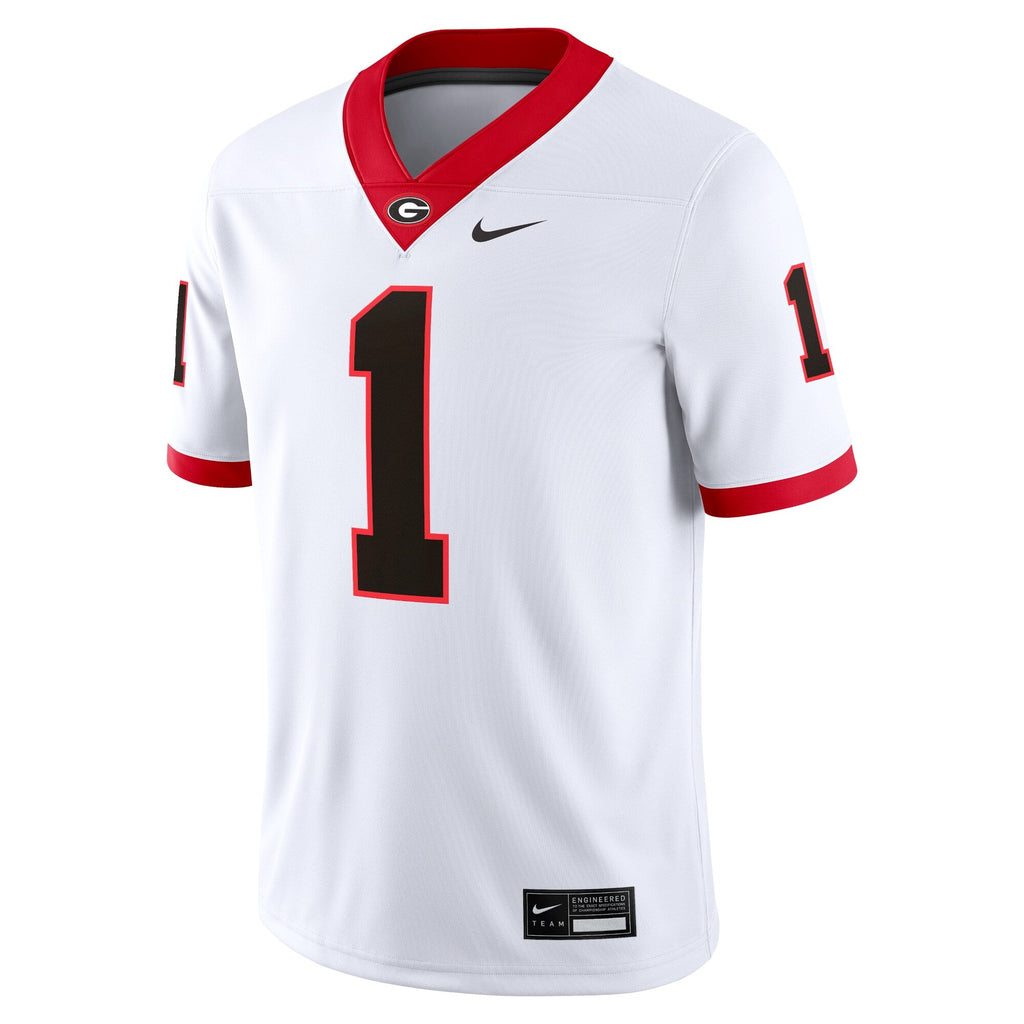 #1 White Georgia Bulldogs Game Jersey product image 3, provided for visual reference and product detail review