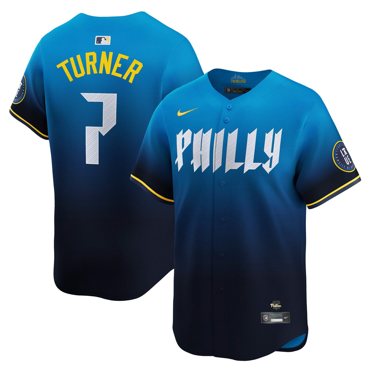 Philadelphia Phillies Trea Turner Blue City Connect Limited Player Jersey product image 2, provided for visual reference and
