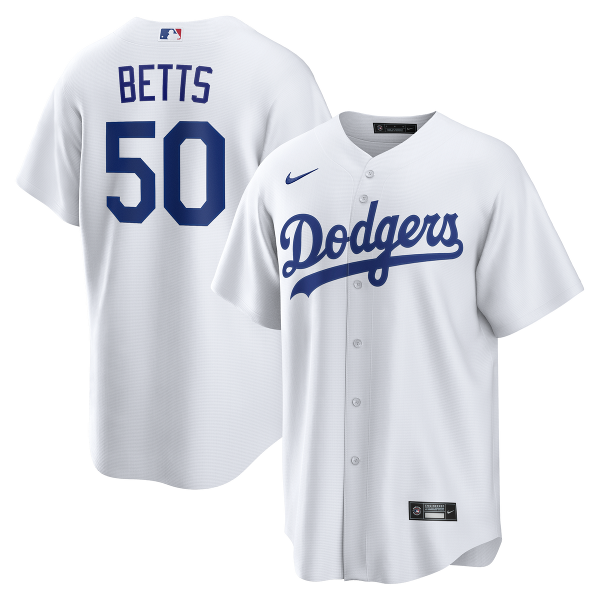Los Angeles Dodgers Mookie Betts White Home Replica Jersey product image 1, provided for visual reference and product detail