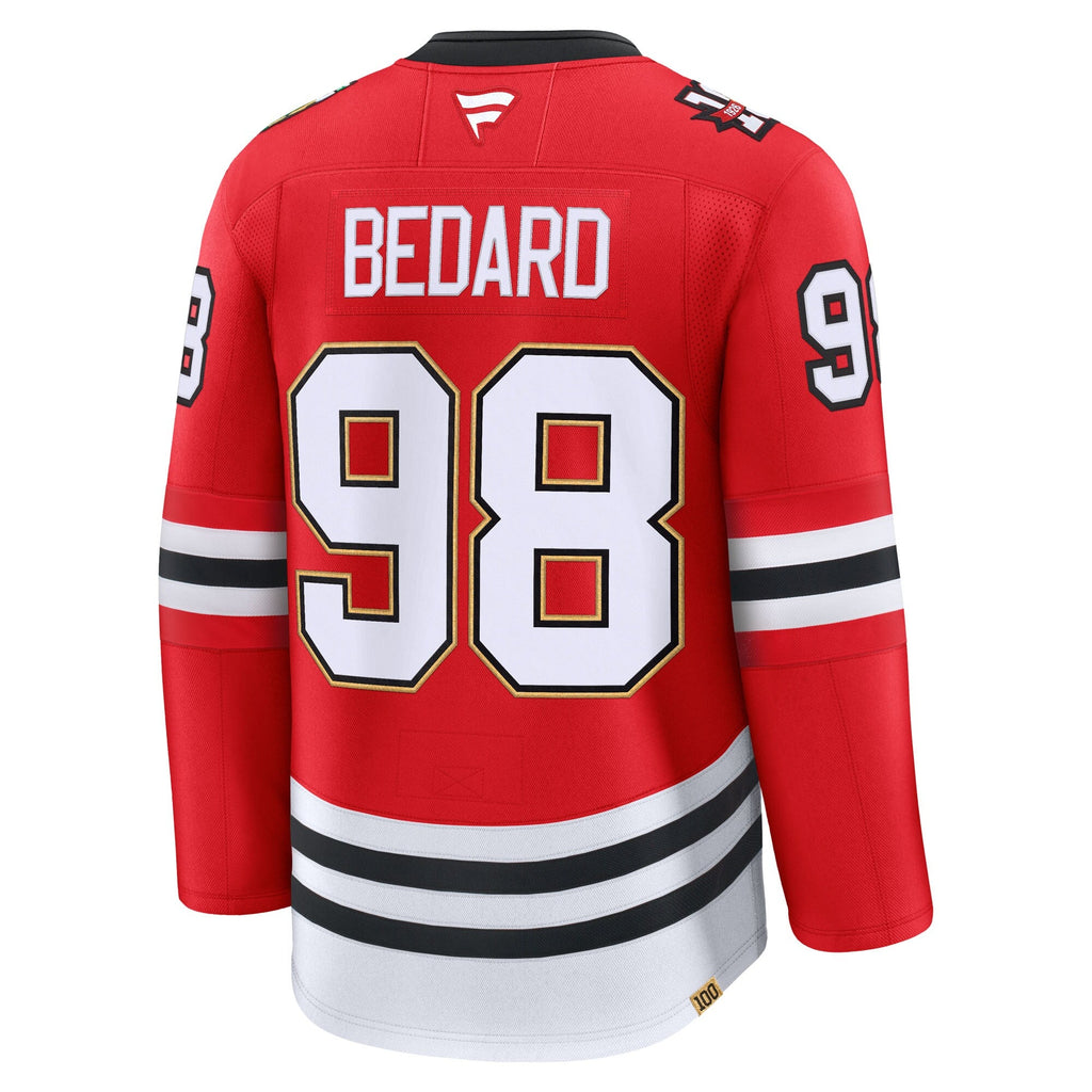 Chicago Blackhawks Connor Bedard Red Centennial Premium Player Jersey product image 4, provided for visual reference and