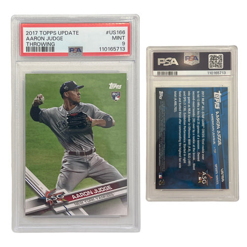 2017 Aaron Judge Topps Update Throwing #US166 PSA MINT 9 product image 1, provided for visual reference and product detail