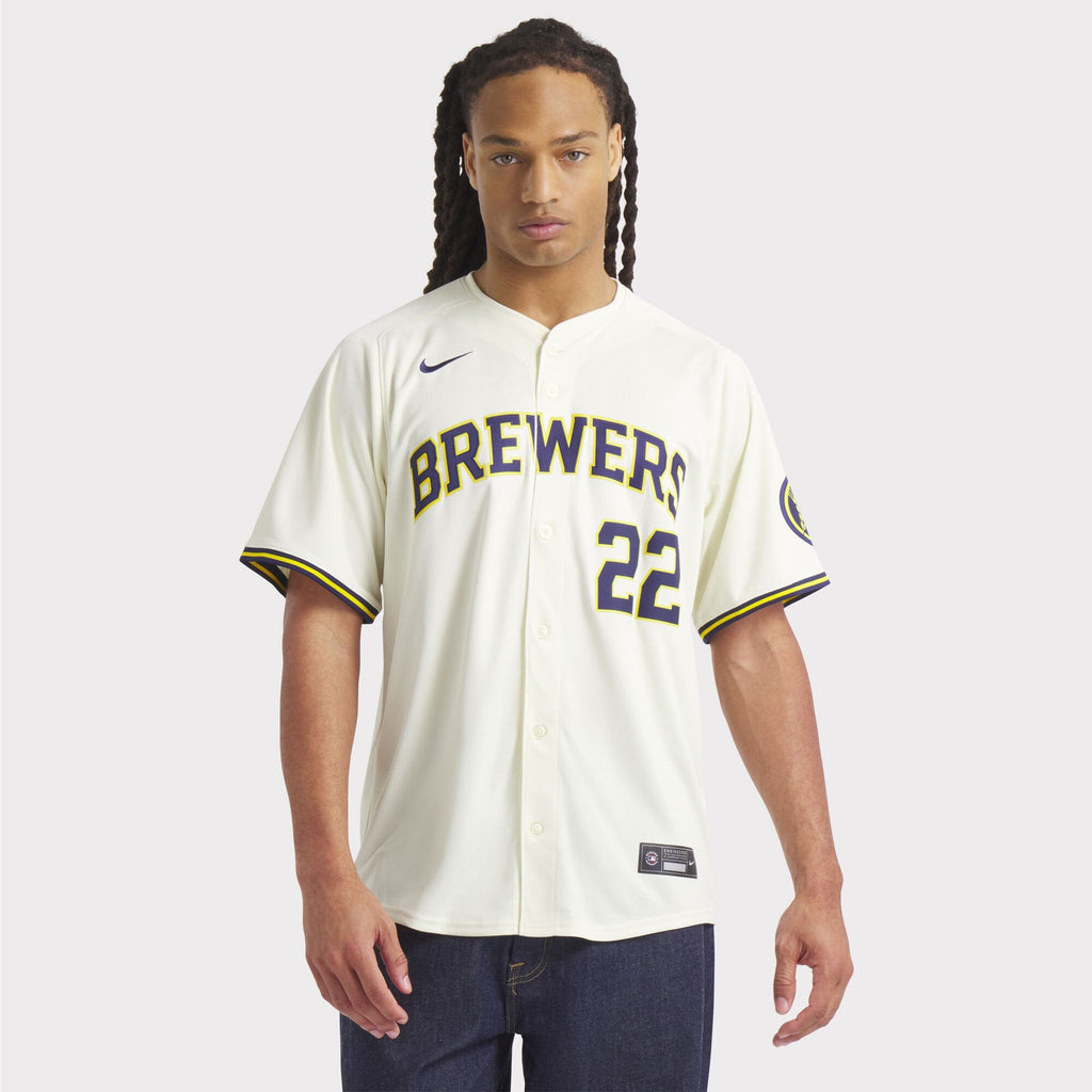 Milwaukee Brewers Christian Yelich Cream Home Limited Player Jersey product image 5, provided for visual reference and