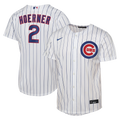 Male Chicago Cubs Nico Hoerner White Home Replica Jersey product image 1, provided for visual reference and product detail