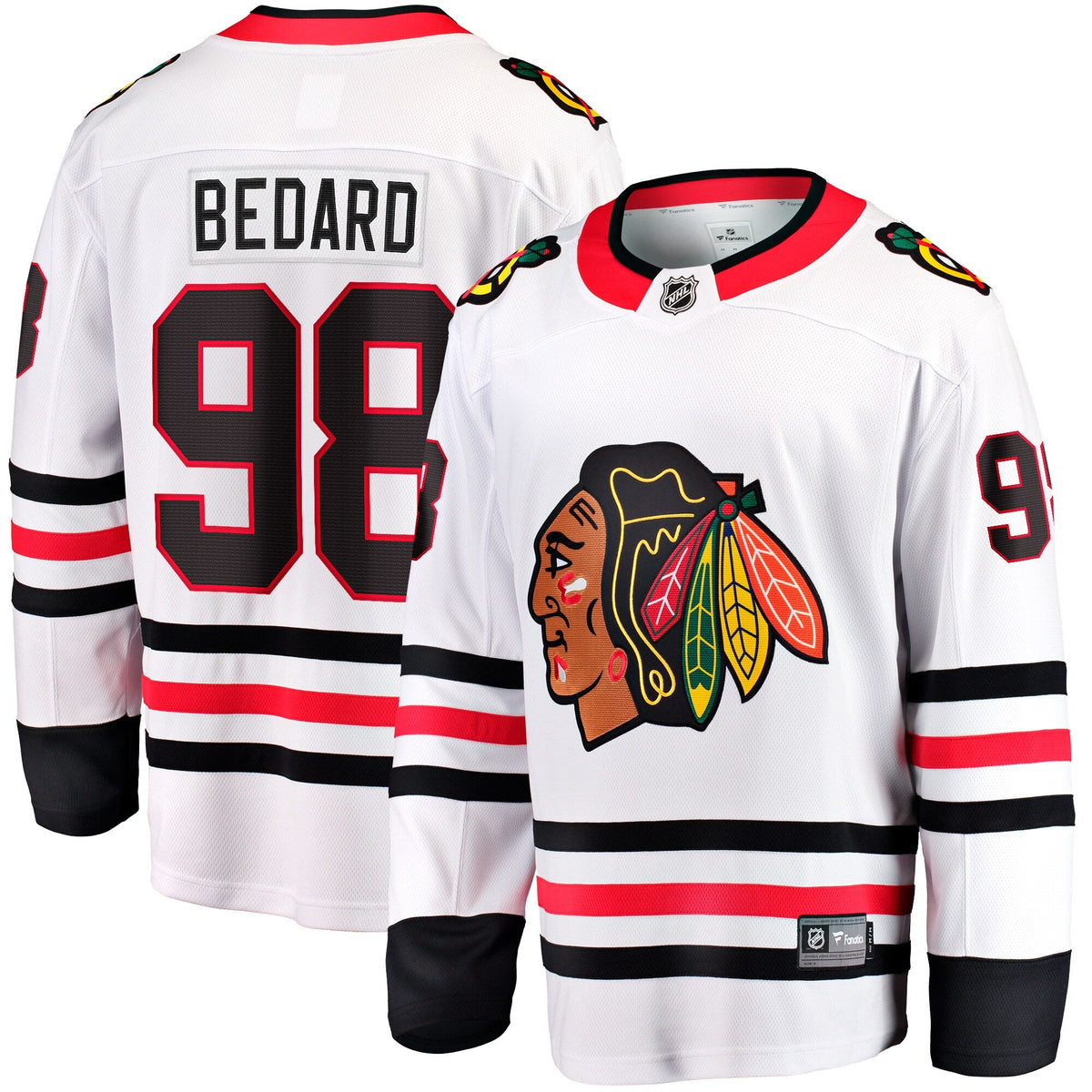 Chicago Blackhawks Connor Bedard White Away Breakaway Player Jersey product image 1, provided for visual reference and