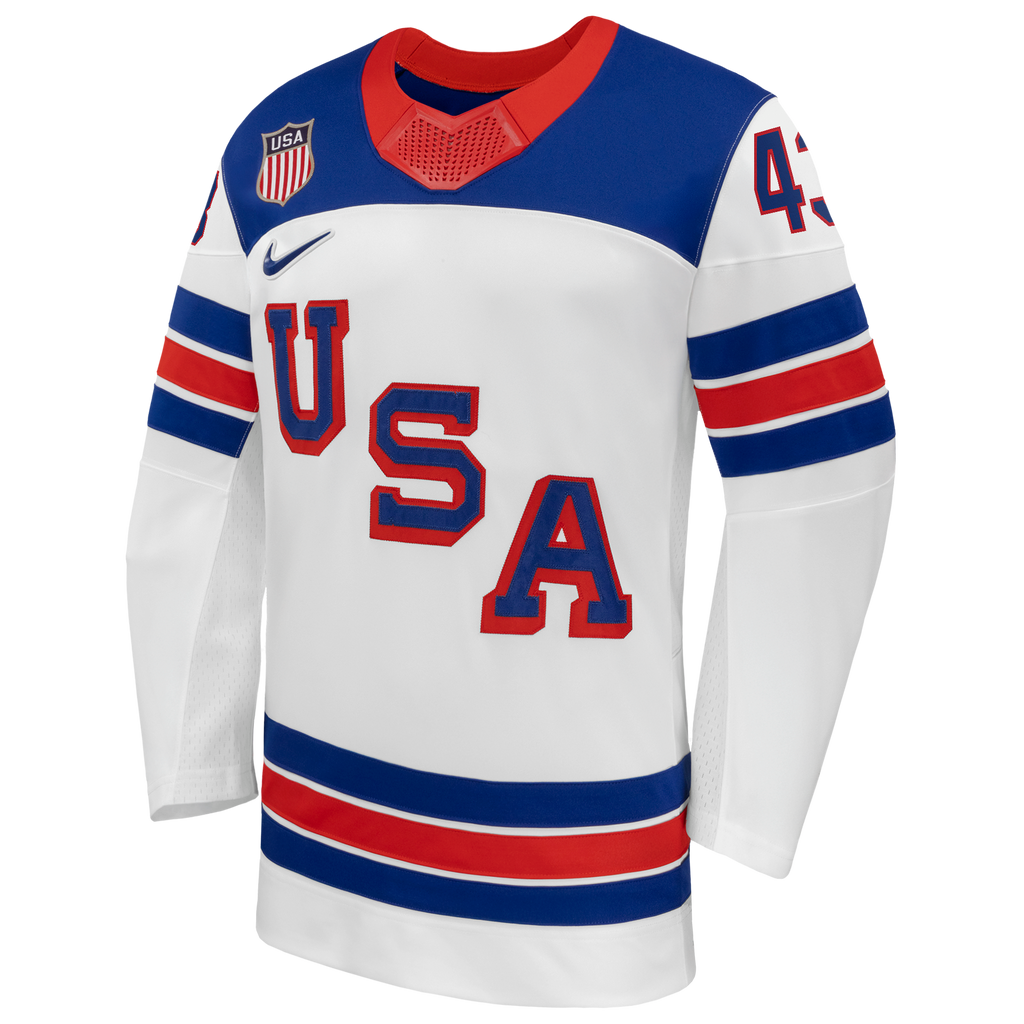 Quinn Hughes White US Hockey 2026 Away Replica Jersey product image 3, provided for visual reference and product detail