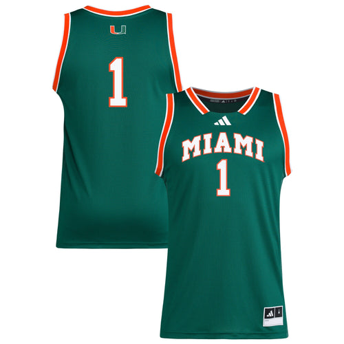 #1 Miami Hurricanes Replica Swingman Jersey - Green product image 1, provided for visual reference and product detail review