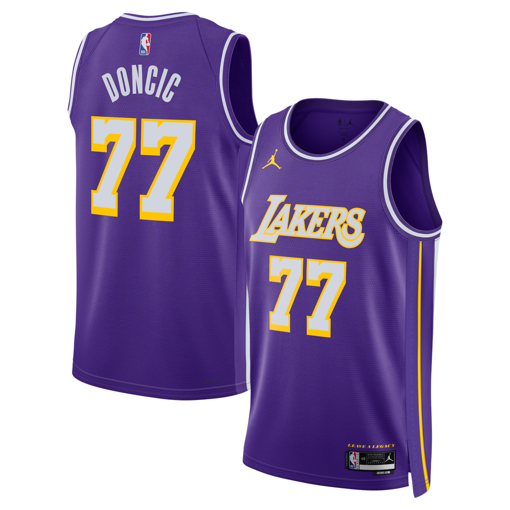 Los Angeles Lakers Statement Edition Swingman Jersey - Purple - Luka Doncic product image 2, provided for visual reference