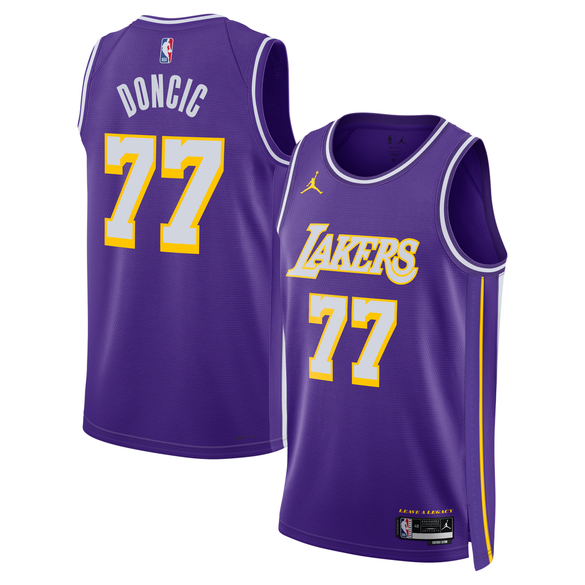 Los Angeles Lakers Statement Edition Swingman Jersey - Purple - Luka Doncic product image 2, provided for visual reference