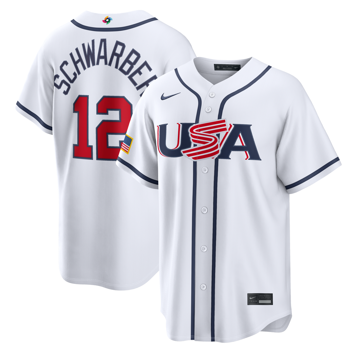 USA Baseball Kyle Schwarber White 2026 World Baseball Classic Home Stadium Jersey product image 1, provided for visual