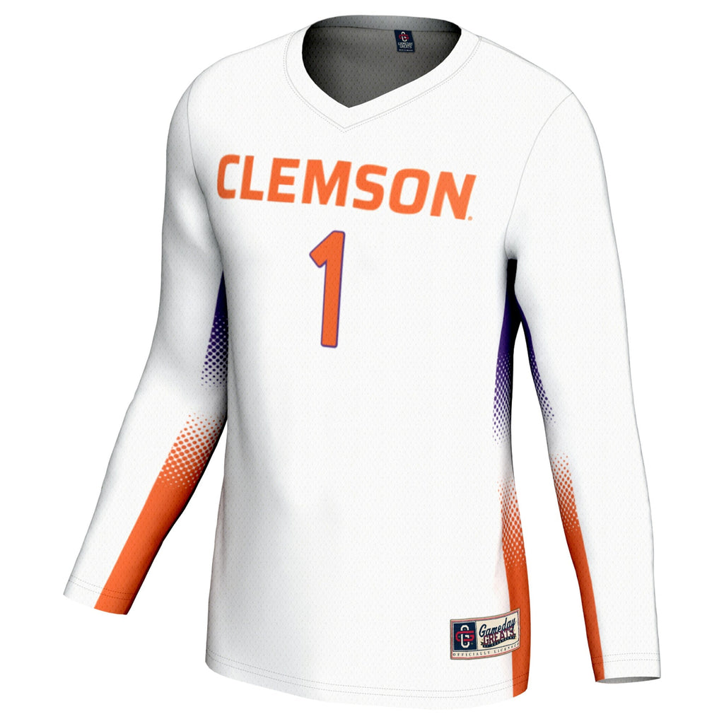 #1 Clemson Tigers Lightweight Volleyball Jersey - White product image 3, provided for visual reference and product detail
