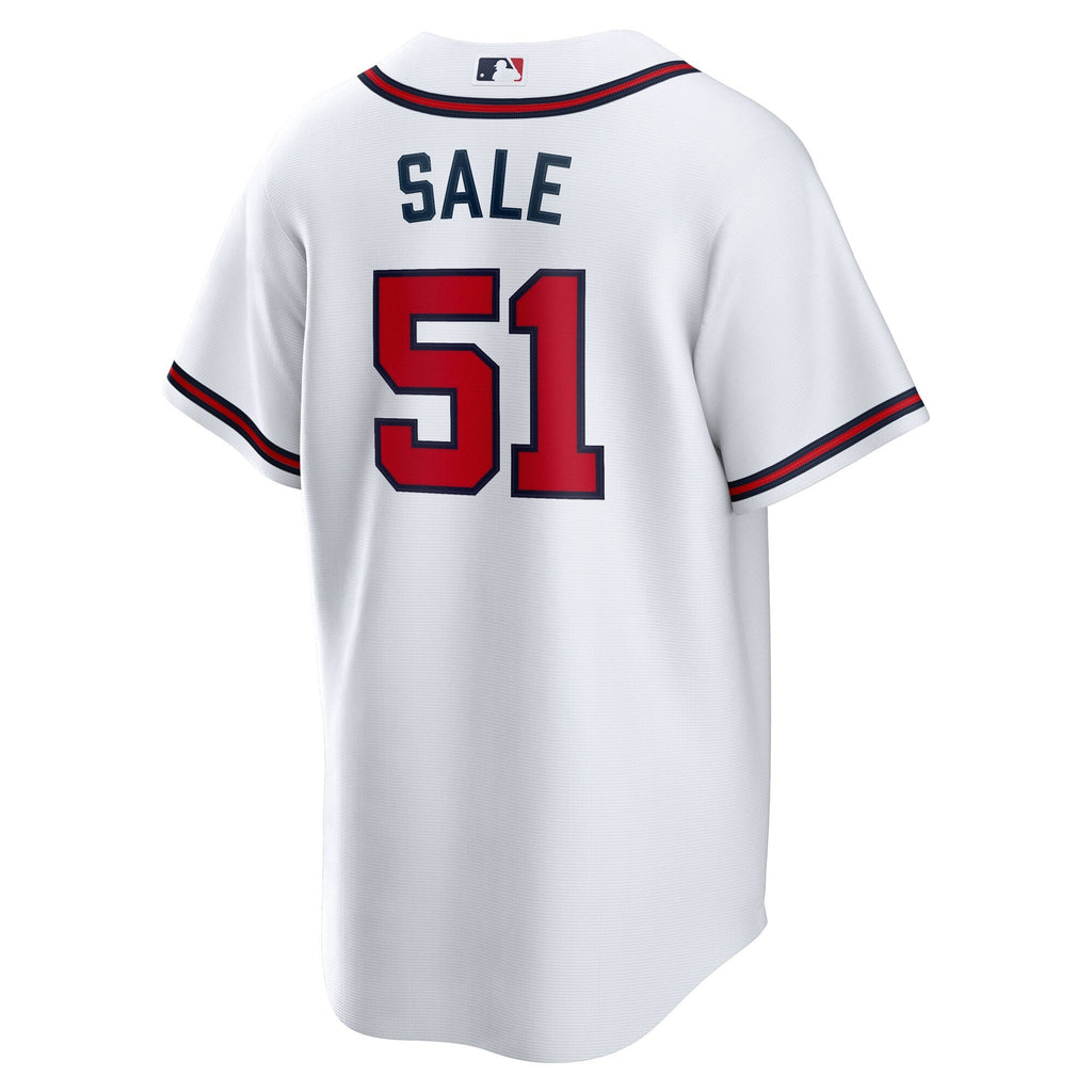 Atlanta Braves Chris Sale White Home Replica Jersey product image 4, provided for visual reference and product detail review