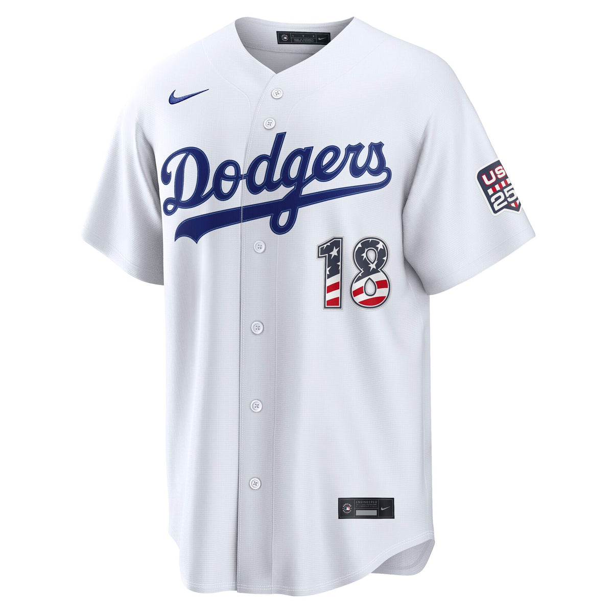 Fourth of July Los Angeles Dodgers Yoshinobu Yamamoto White USA 250 Stadium Jersey product image 3, provided for visual