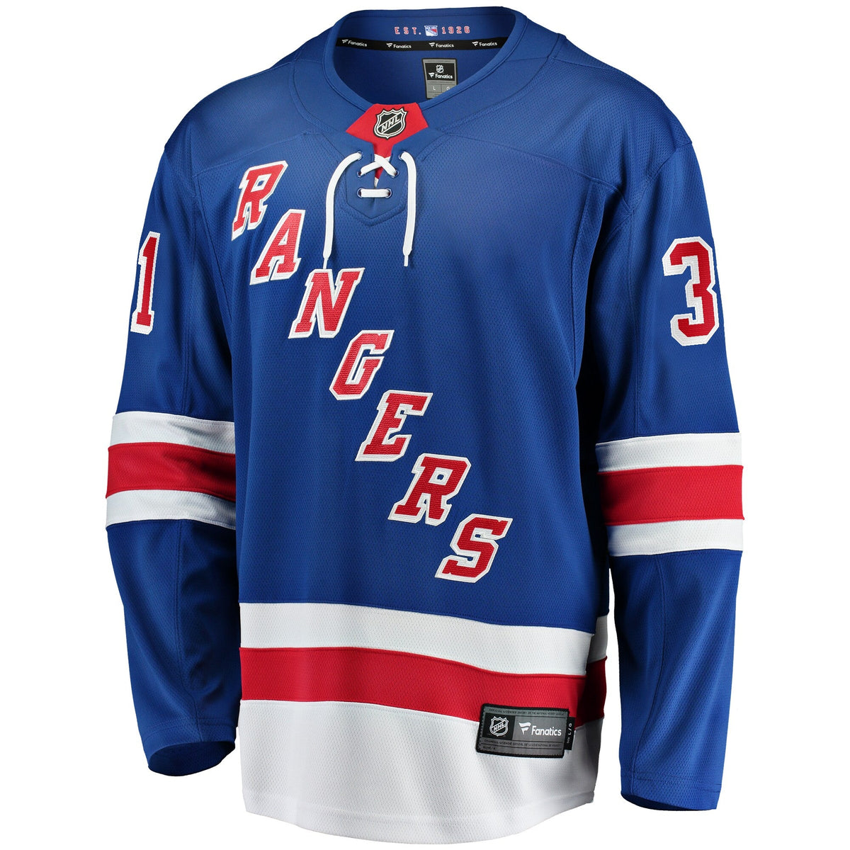 New York Rangers Igor Shesterkin Blue Home Breakaway Player Jersey product image 3, provided for visual reference and