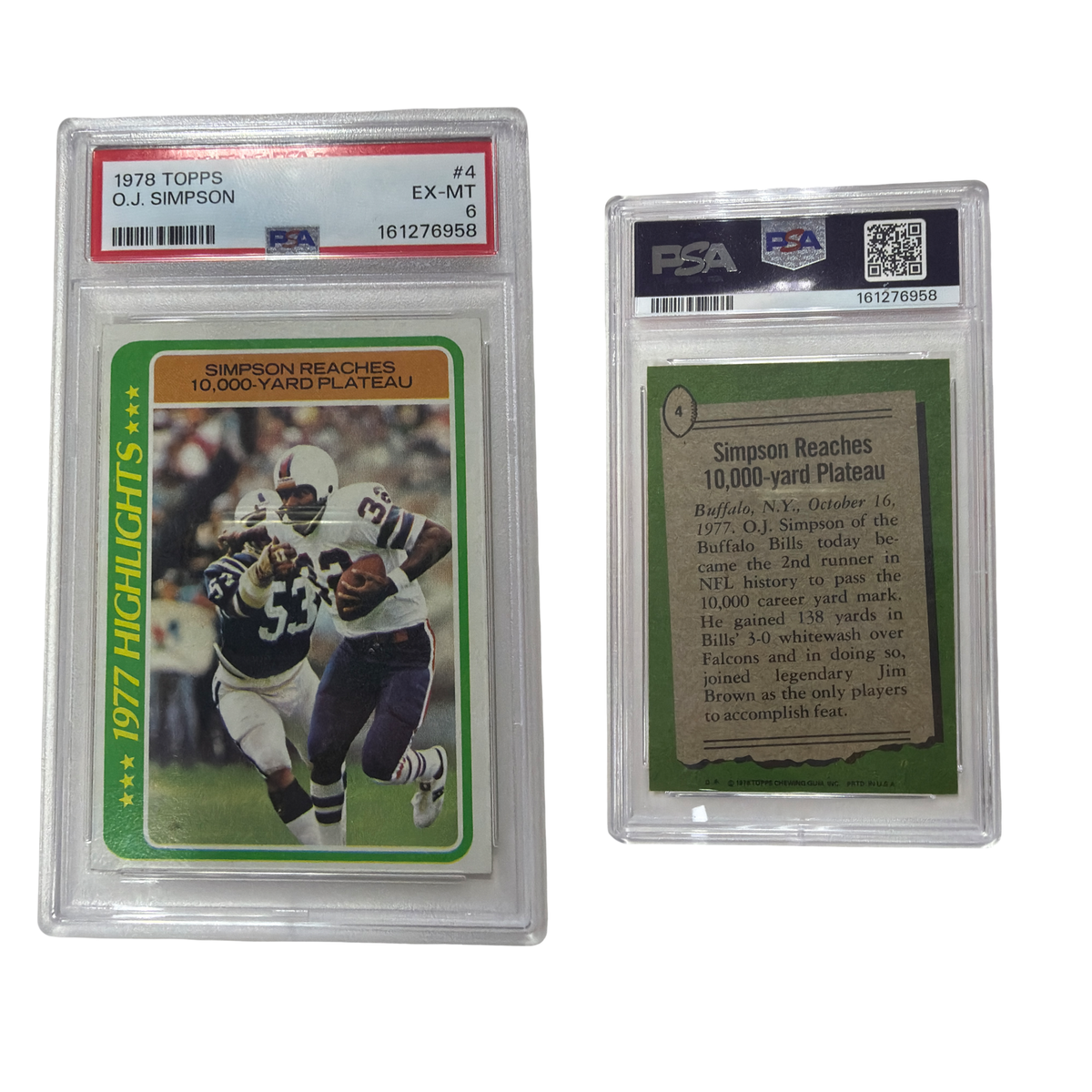 1978 Topps - Highlights O.J. Simpson #4 PSA 6! product image 1, provided for visual reference and product detail review
