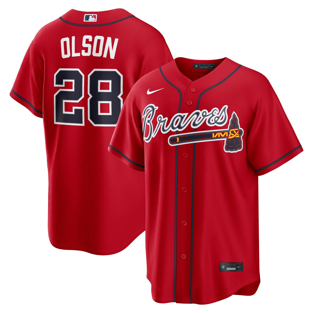 Atlanta Braves Matt Olson Red Alternate Replica Jersey product image 1, provided for visual reference and product detail