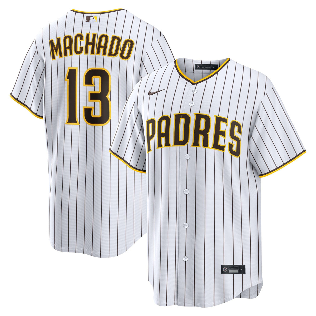 San Diego Padres Manny Machado White Home Replica Player Jersey product image 2, provided for visual reference and product