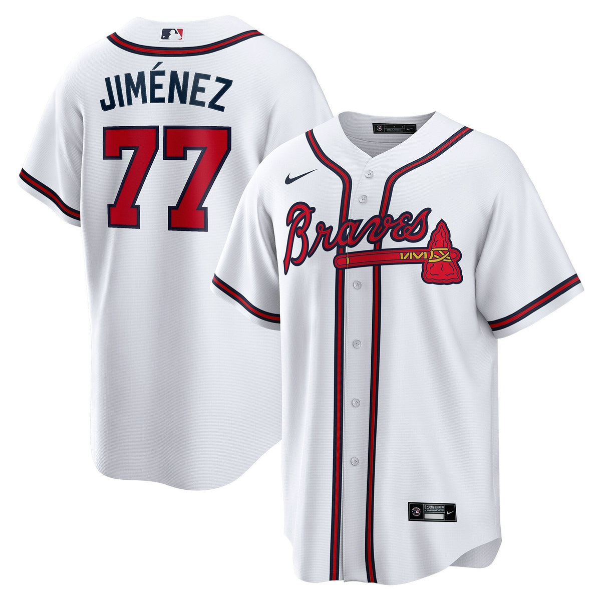 Atlanta Braves Joe Jiménez White Home Replica Player Jersey product image 1, provided for visual reference and product