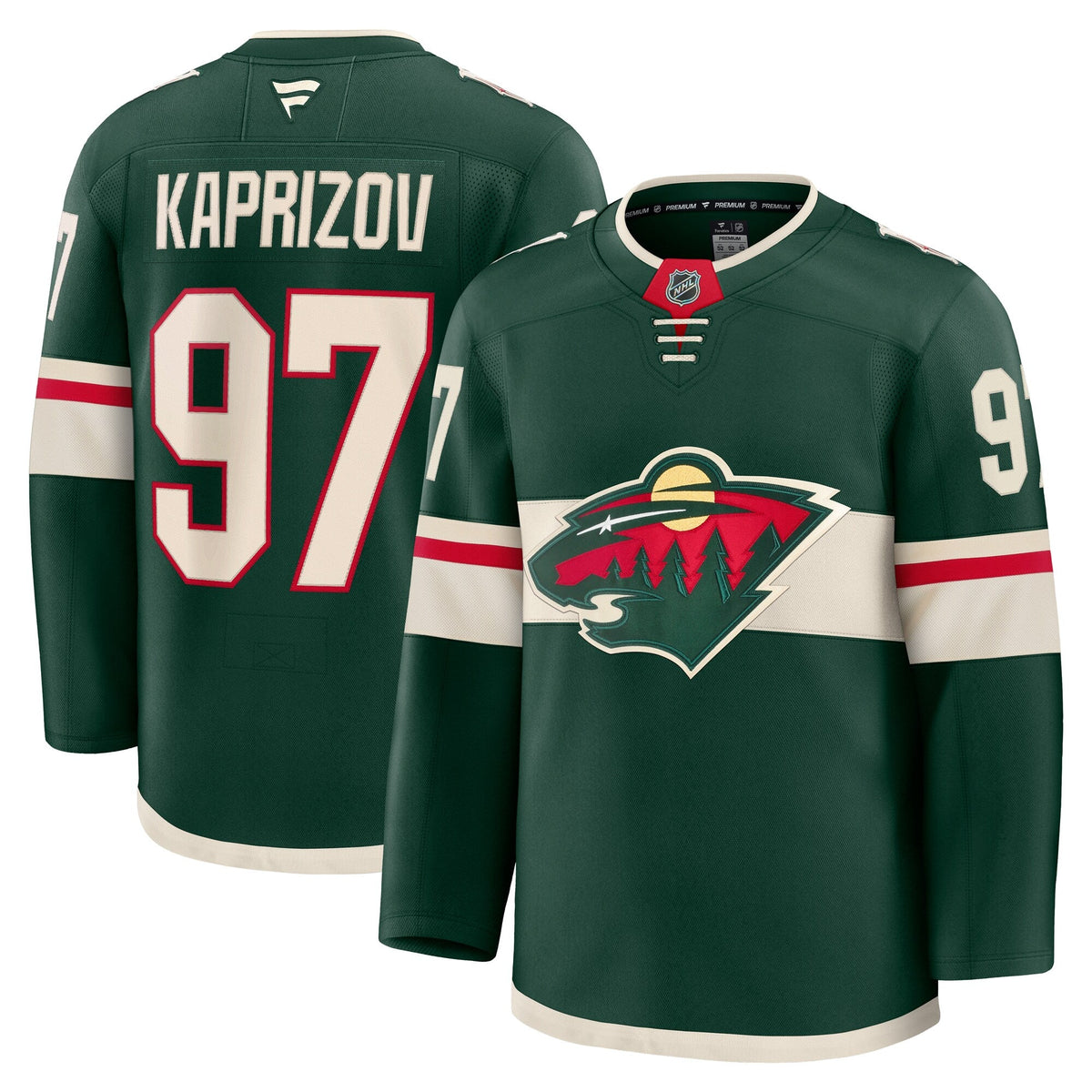Minnesota Wild Kirill Kaprizov Green Home Premium Jersey product image 2, provided for visual reference and product detail