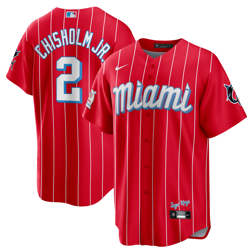 Miami Marlins Jazz Chisholm Jr. Red City Connect Replica Jersey product image 2, provided for visual reference and product