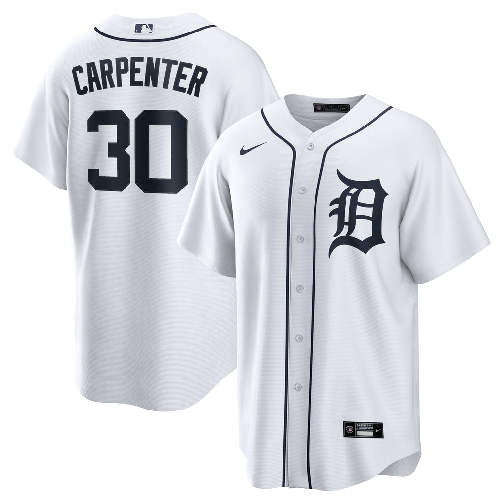 Detroit Tigers Kerry Carpenter White Home Replica Jersey product image 2, provided for visual reference and product detail
