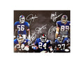 Lawrence Taylor, Mark Bavaro, Joe Morris, Rodney Hampton & OJ Anderson Autographed. New York Giants Blackout 11x14 JSA -