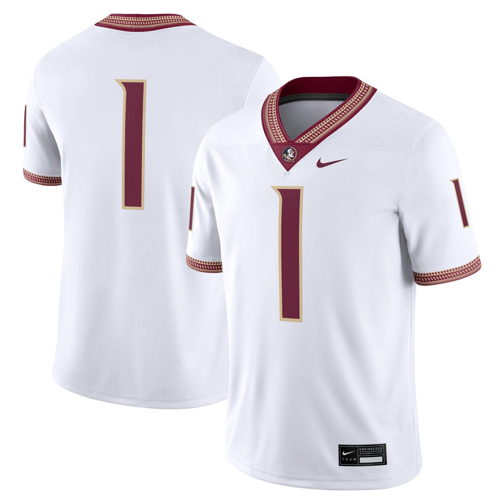#1 Florida State Seminoles Game Jersey - White product image 2, provided for visual reference and product detail review