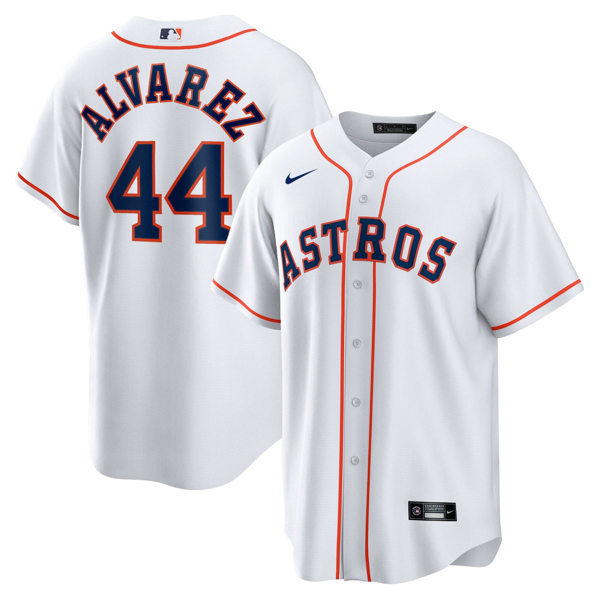 Houston Astros Yordan Álvarez White Home Replica Player Jersey product image 1, provided for visual reference and product