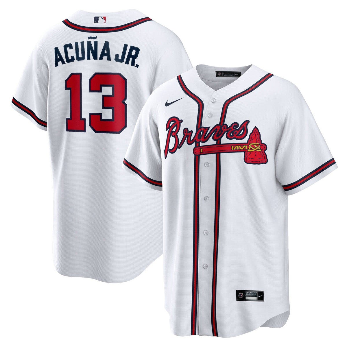 Atlanta Braves Ronald Acuna Jr. White Home Replica Player Name Jersey product image 2, provided for visual reference and