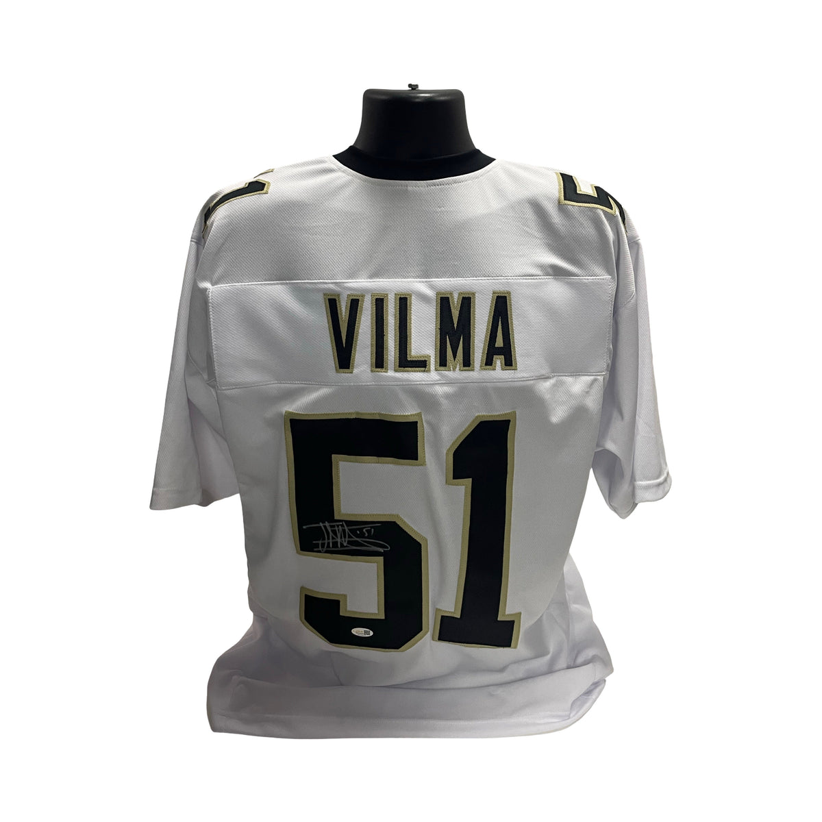 Jonathan Vilma New Orleans Saints Autographed White Jersey JSA product image 1, provided for visual reference and product