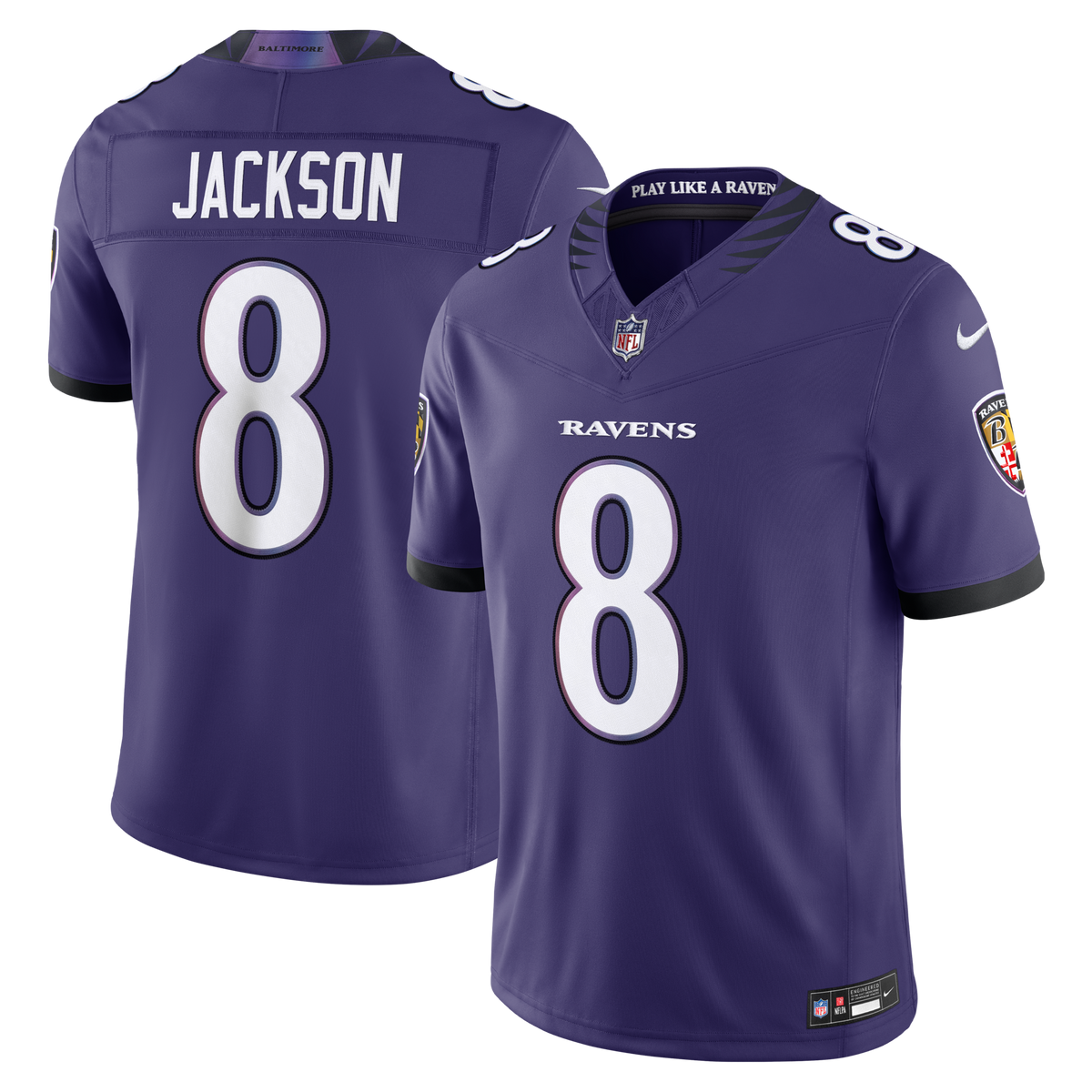 Baltimore Ravens Lamar Jackson Purple Team Vapor F.U.S.E. Stitched Limited Jersey product image 1, provided for visual