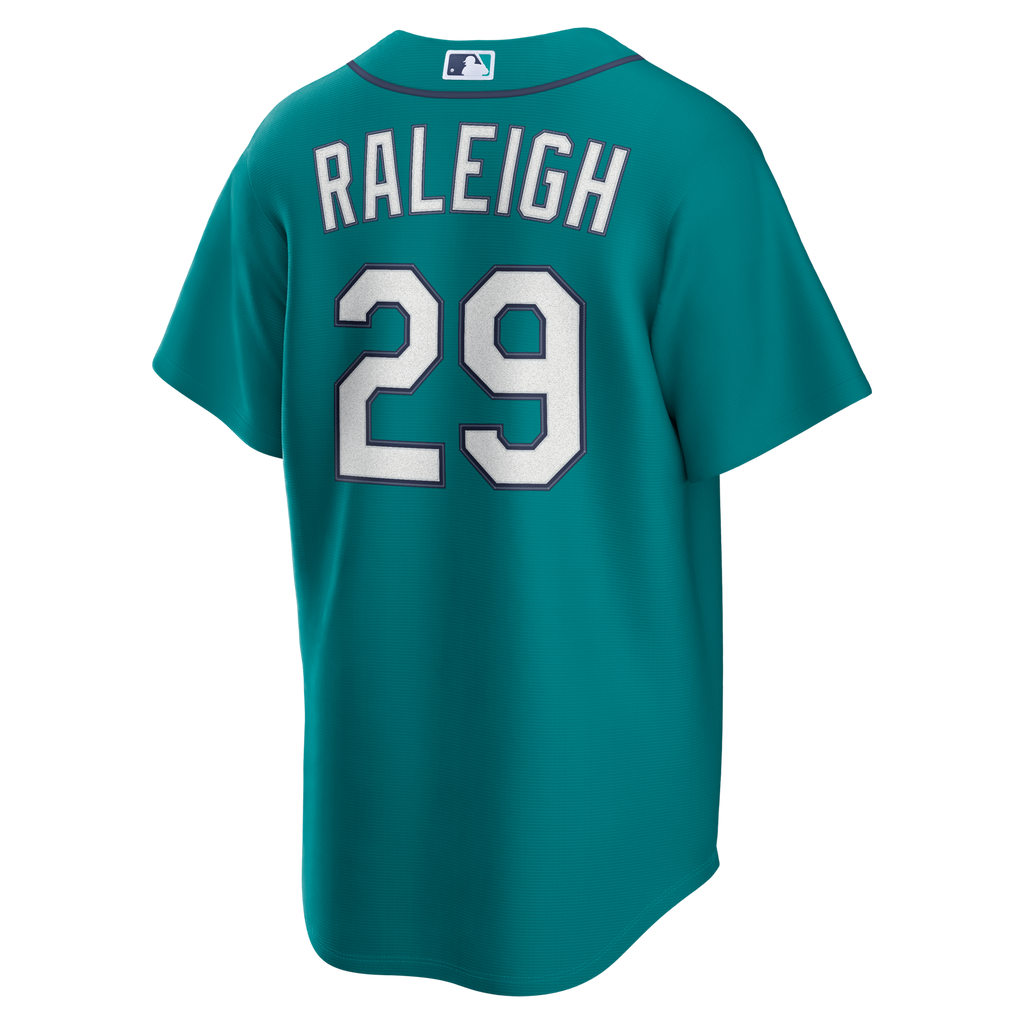 Seattle Mariners Cal Raleigh Teal Alternate Replica Jersey product image 4, provided for visual reference and product detail