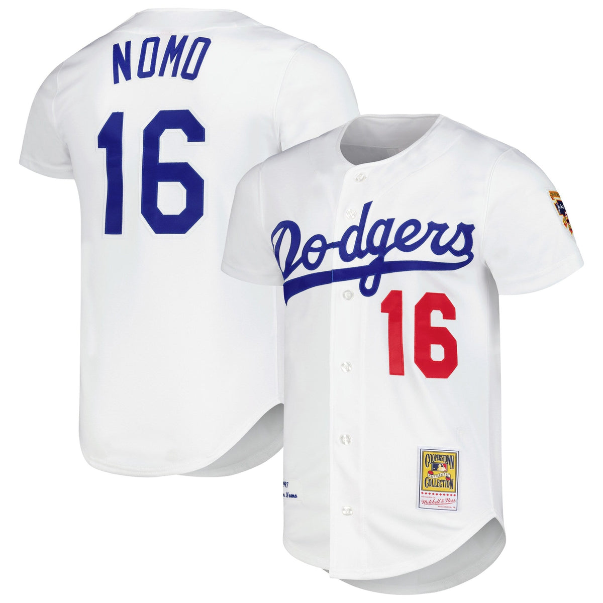 Los Angeles Dodgers Hideo Nomo White Cooperstown Collection Authentic Jersey product image 1, provided for visual reference
