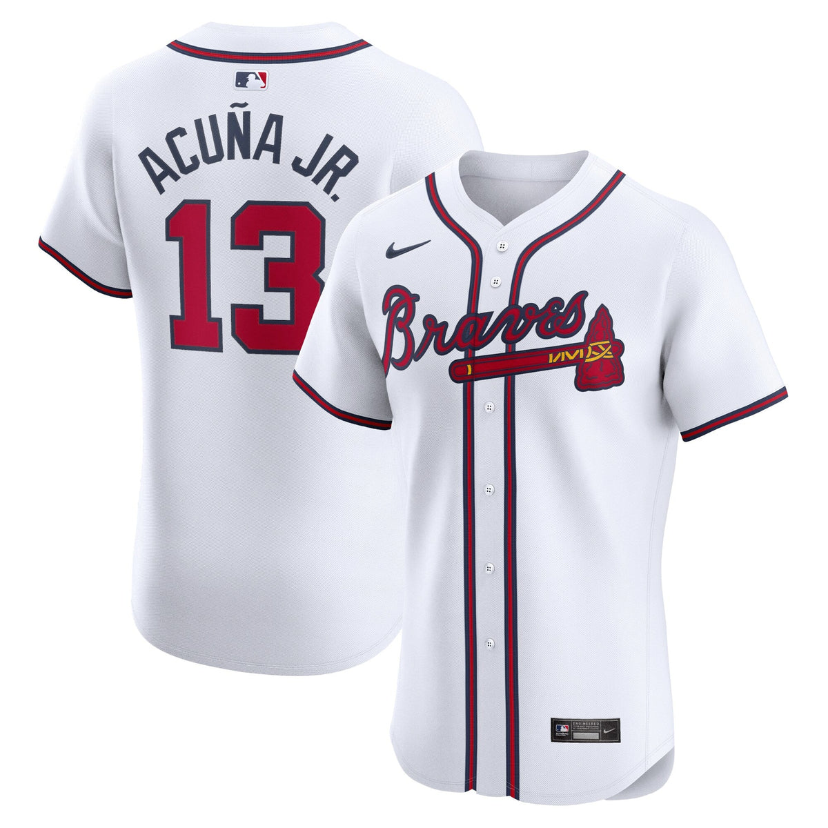Atlanta Braves Ronald Acuña Jr. White Home Elite Jersey product image 1, provided for visual reference and product detail